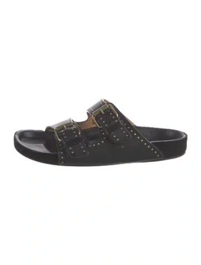 Pre-owned Isabel Marant Leather Studded Accents Slides In Blue
