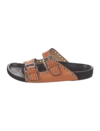 Pre-owned Isabel Marant Leather Studded Accents Slides In Neutrals