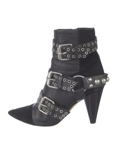 Pre-owned Isabel Marant Leather Studded Accents Sock Boots In Black