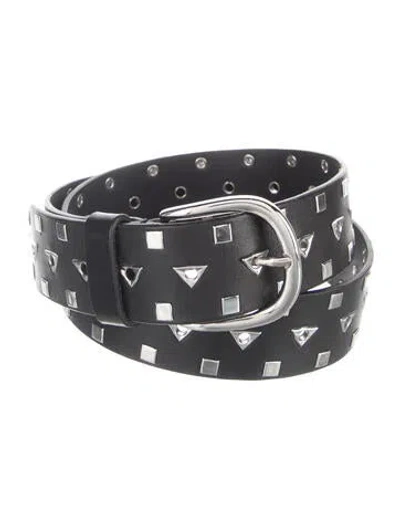 Pre-owned Isabel Marant Leather Studded Accents Waist Belt In Black