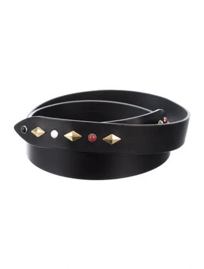 Pre-owned Isabel Marant Leather Studded Accents Waist Belt In Black