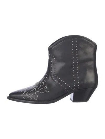 Pre-owned Isabel Marant Leather Studded Accents Western Boots In Black