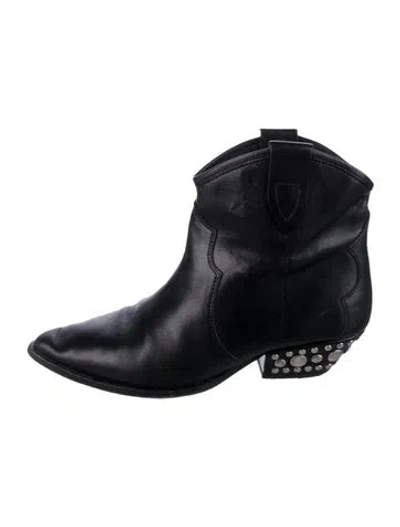 Pre-owned Isabel Marant Leather Studded Accents Western Boots In Black