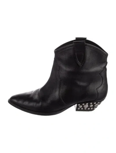 Pre-owned Isabel Marant Leather Studded Accents Western Boots In Black