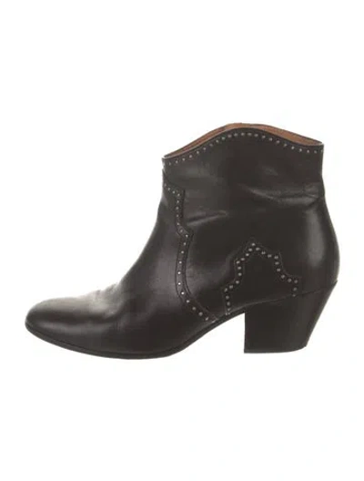 Pre-owned Isabel Marant Leather Studded Accents Western Boots In Black