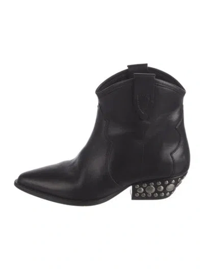 Pre-owned Isabel Marant Leather Studded Accents Western Boots In Black