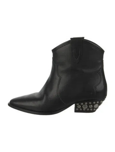 Pre-owned Isabel Marant Leather Studded Accents Western Boots In Black