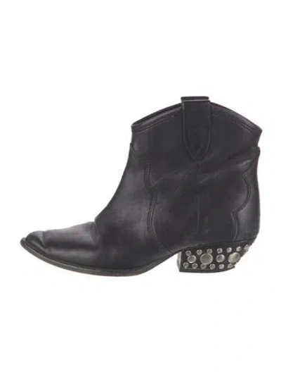 Pre-owned Isabel Marant Leather Studded Accents Western Boots In Black