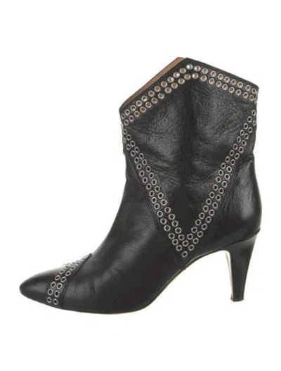 Pre-owned Isabel Marant Leather Studded Accents Western Boots In Black