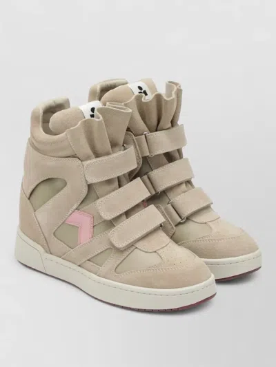 Isabel Marant Leather Suede High-top Wedge Sneakers In Multi