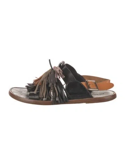 Pre-owned Isabel Marant Leather Tassel Accents Sandals In Black/brown