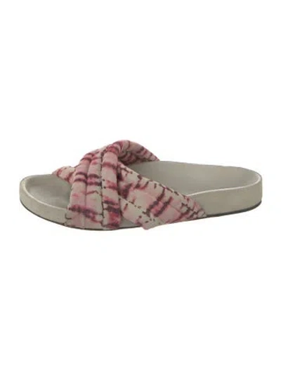 Pre-owned Isabel Marant Leather Tie-dye Print Slides In Grey/pink