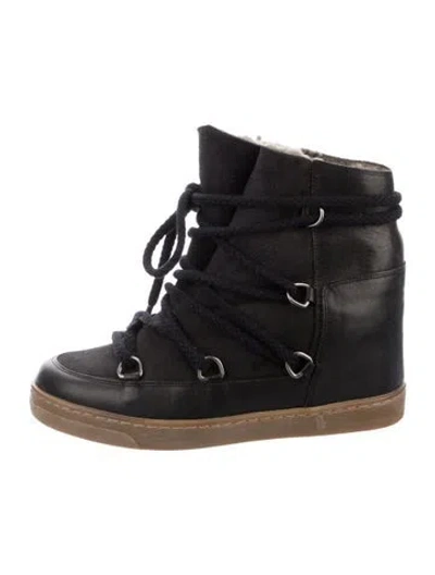 Pre-owned Isabel Marant Leather Wedge Sneakers In Black