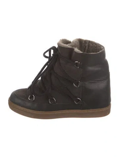 Pre-owned Isabel Marant Leather Wedge Sneakers In Black
