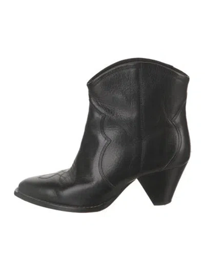 Pre-owned Isabel Marant Leather Western Boots In Black