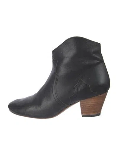 Pre-owned Isabel Marant Leather Western Boots In Black