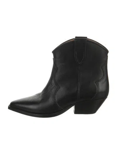 Pre-owned Isabel Marant Leather Western Boots In Black