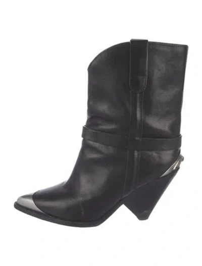 Pre-owned Isabel Marant Leather Western Boots In Black