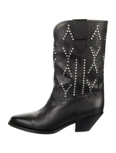 Pre-owned Isabel Marant Leather Western Boots In Black