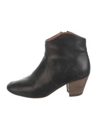 Pre-owned Isabel Marant Leather Western Boots In Black