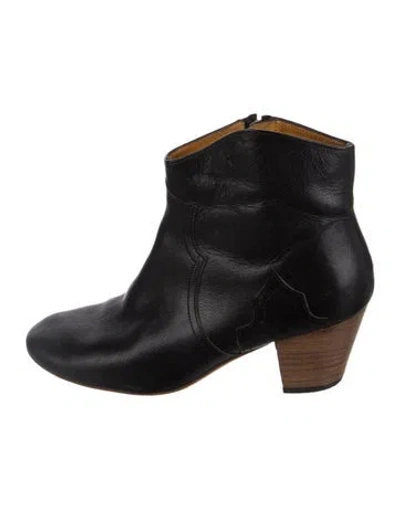 Pre-owned Isabel Marant Leather Western Boots In Black