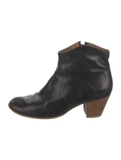 Pre-owned Isabel Marant Leather Western Boots In Black