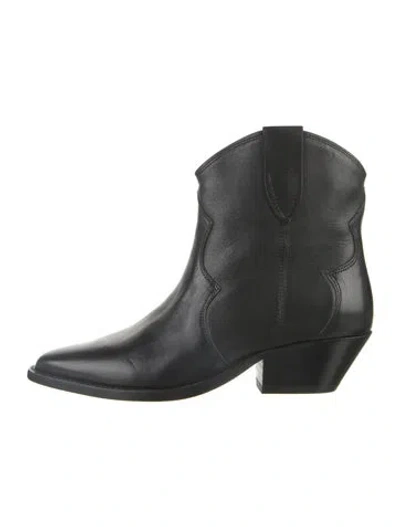 Pre-owned Isabel Marant Leather Western Boots In Black