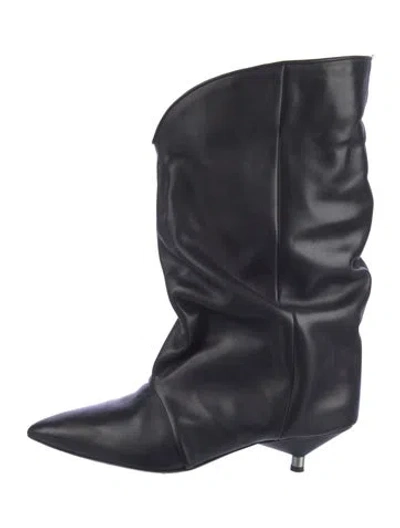 Pre-owned Isabel Marant Leather Western Boots In Black