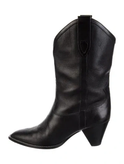 Pre-owned Isabel Marant Leather Western Boots In Black