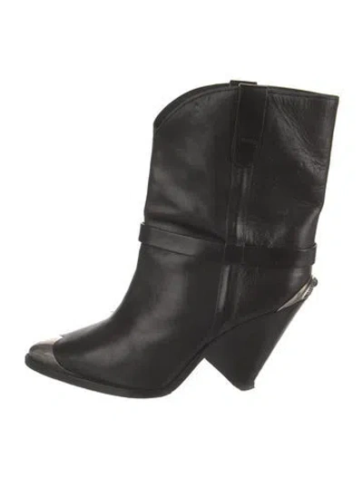Pre-owned Isabel Marant Leather Western Boots In Black