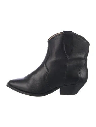 Pre-owned Isabel Marant Leather Western Boots In Black