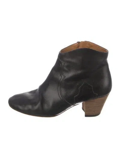 Pre-owned Isabel Marant Leather Western Boots In Black