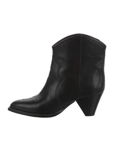 Pre-owned Isabel Marant Leather Western Boots In Black