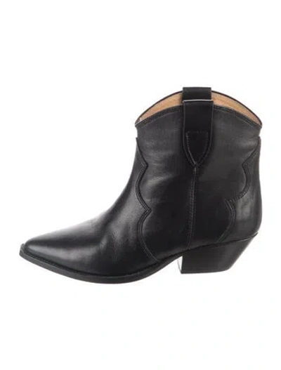 Pre-owned Isabel Marant Leather Western Boots In Black