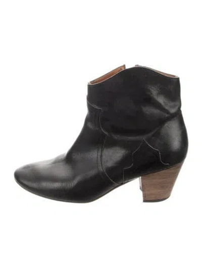 Pre-owned Isabel Marant Leather Western Boots In Black