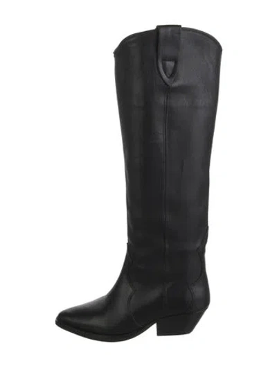 Pre-owned Isabel Marant Leather Western Boots In Black