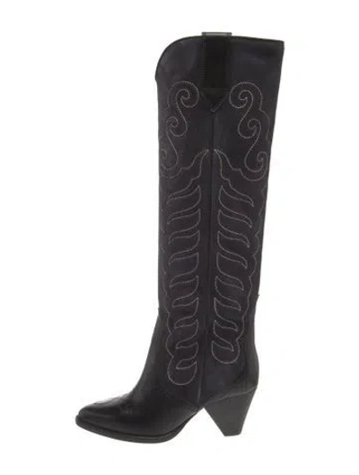 Pre-owned Isabel Marant Leather Western Boots In Black