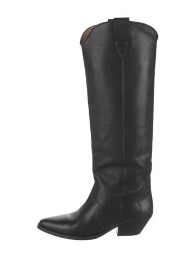 Pre-owned Isabel Marant Leather Western Boots In Black