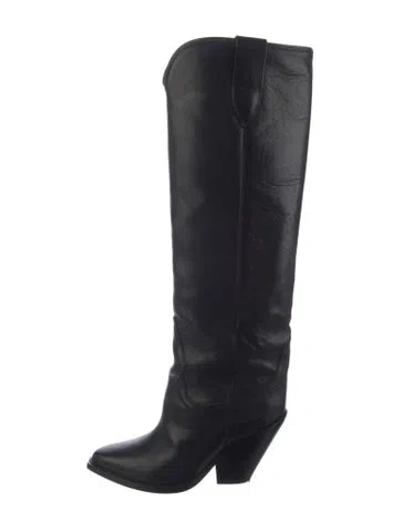 Pre-owned Isabel Marant Leather Western Boots In Black