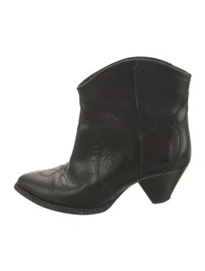 Pre-owned Isabel Marant Leather Western Boots In Black