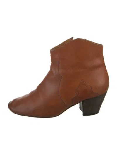Pre-owned Isabel Marant Leather Western Boots In Brown/neutrals