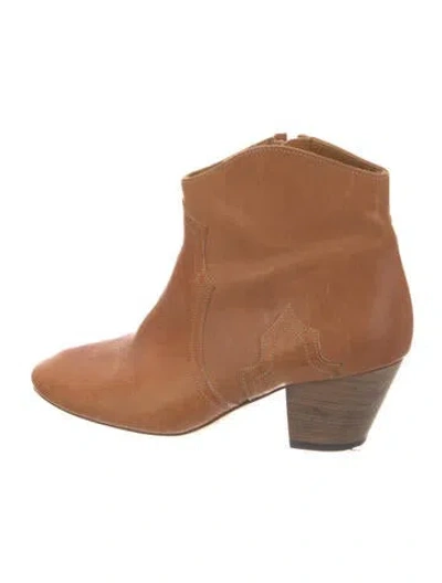 Pre-owned Isabel Marant Leather Western Boots In Neutral