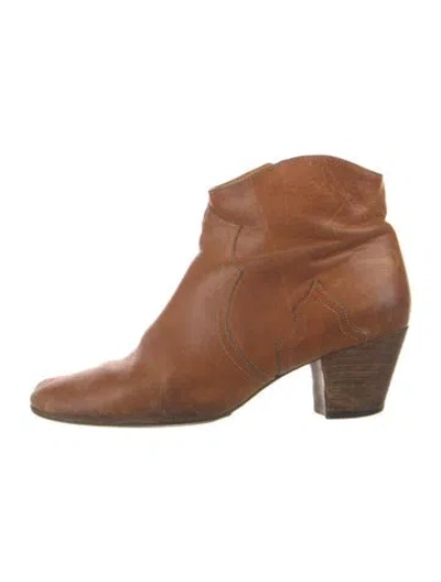 Pre-owned Isabel Marant Leather Western Boots In Orange