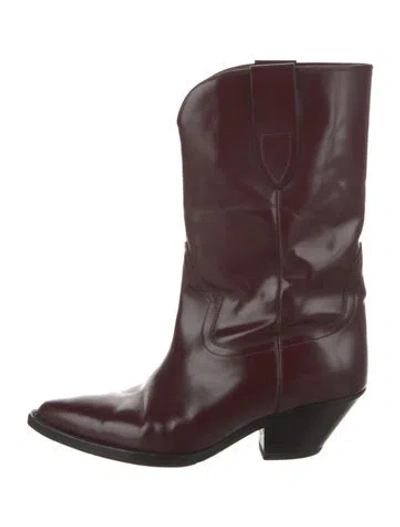 Pre-owned Isabel Marant Leather Western Boots In Red