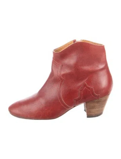 Pre-owned Isabel Marant Leather Western Boots In Red