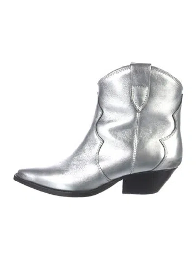 Pre-owned Isabel Marant Leather Western Boots In Silver