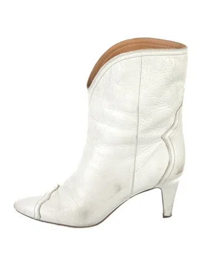 Pre-owned Isabel Marant Leather Western Boots In White