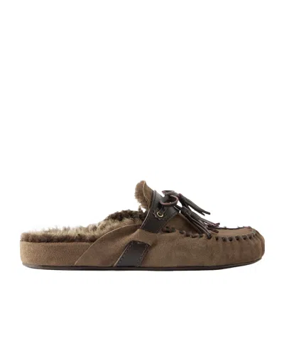 Isabel Marant Leather-trimmed Suede Loafers In Brown