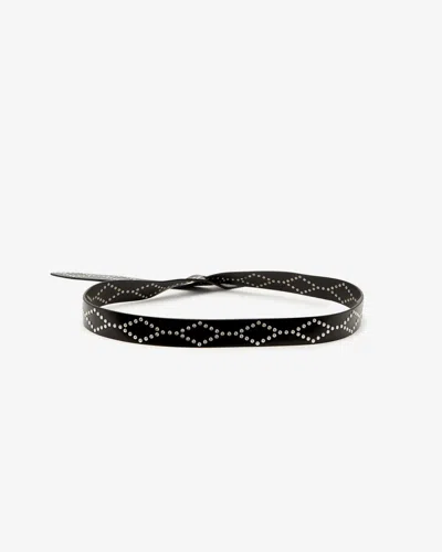 Isabel Marant Lecce Belt In Black And Silver