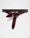Isabel Marant Lecce Bicolor Leather Pull-through Belt In Burgundy Black